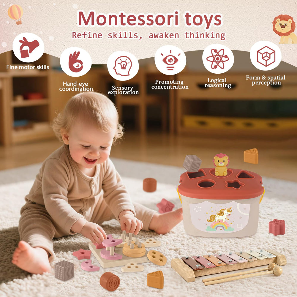 FEBALHS wooden xylophone with colorful keys to inspire rhythm