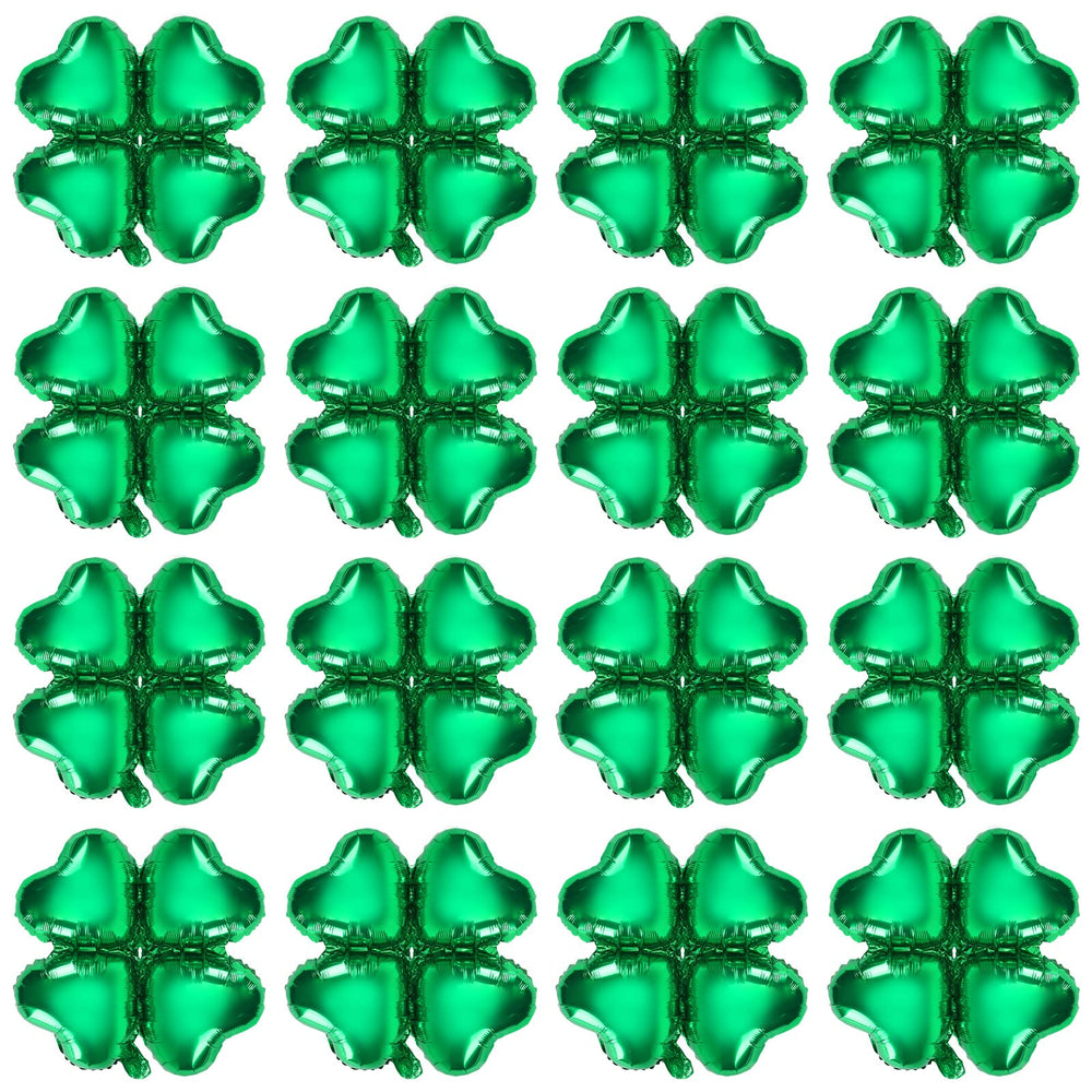 FEBSNOW 18-inch shamrock foil balloons for a vibrant St. Patrick's backdrop