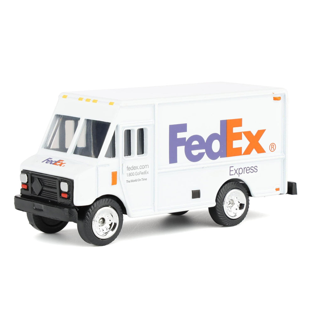 FedEx Express 1/64 die-cast delivery van front view with authentic decals for display