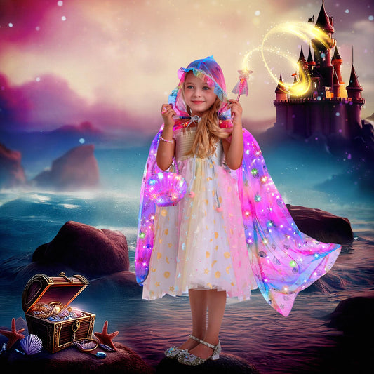 Fedio Mermaid Dress Up Cape slow mode glows softly for imaginative play.