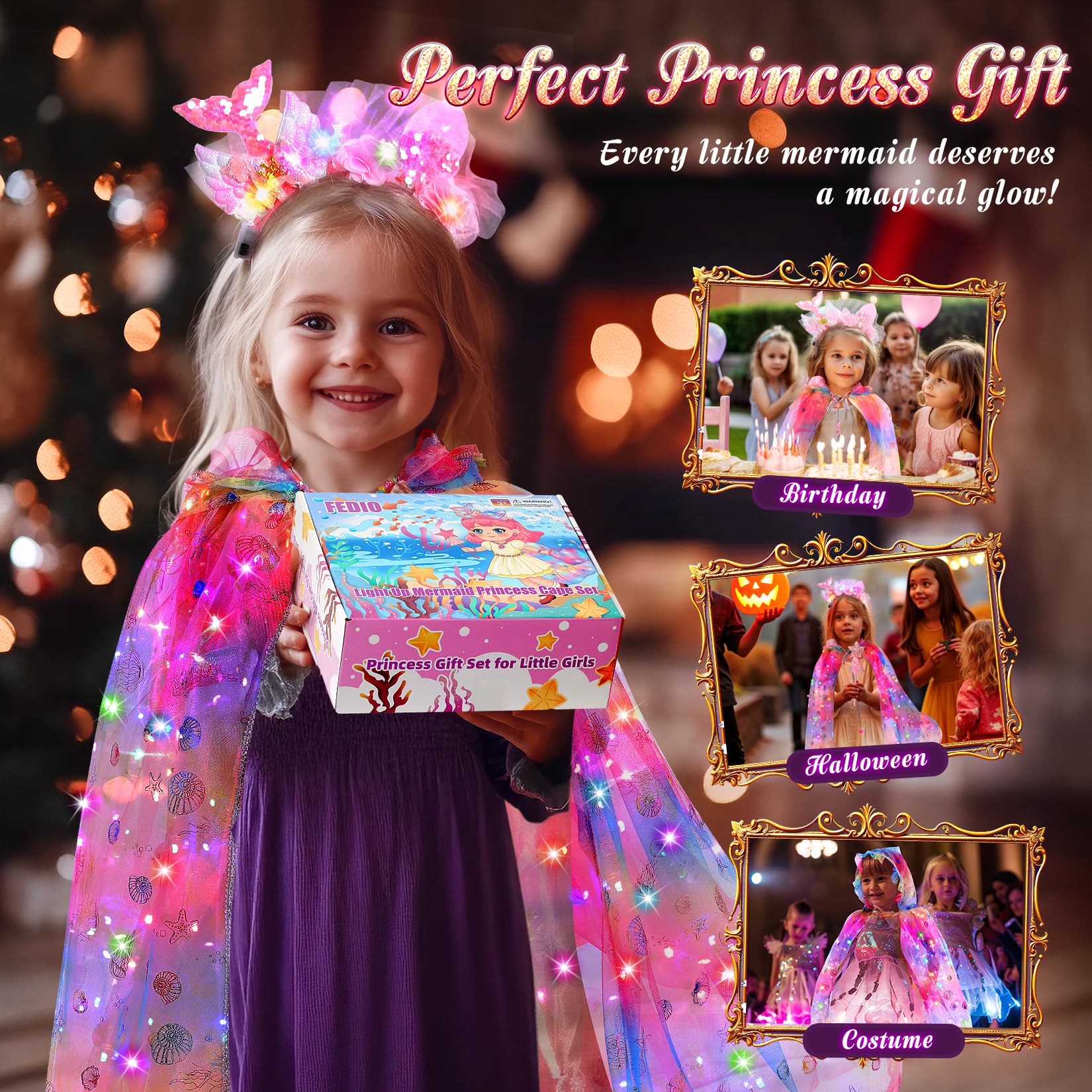 Fedio Mermaid Dress Up Cape ready for party play.