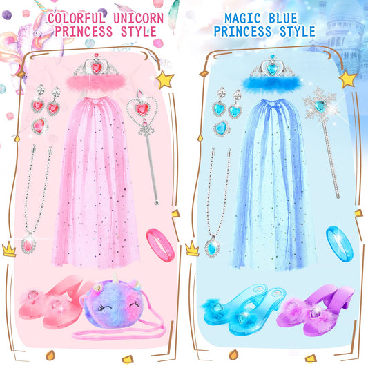 Fedio Princess Dress Up Shoes Set blue cape illustrating magical outfit for pretend play
