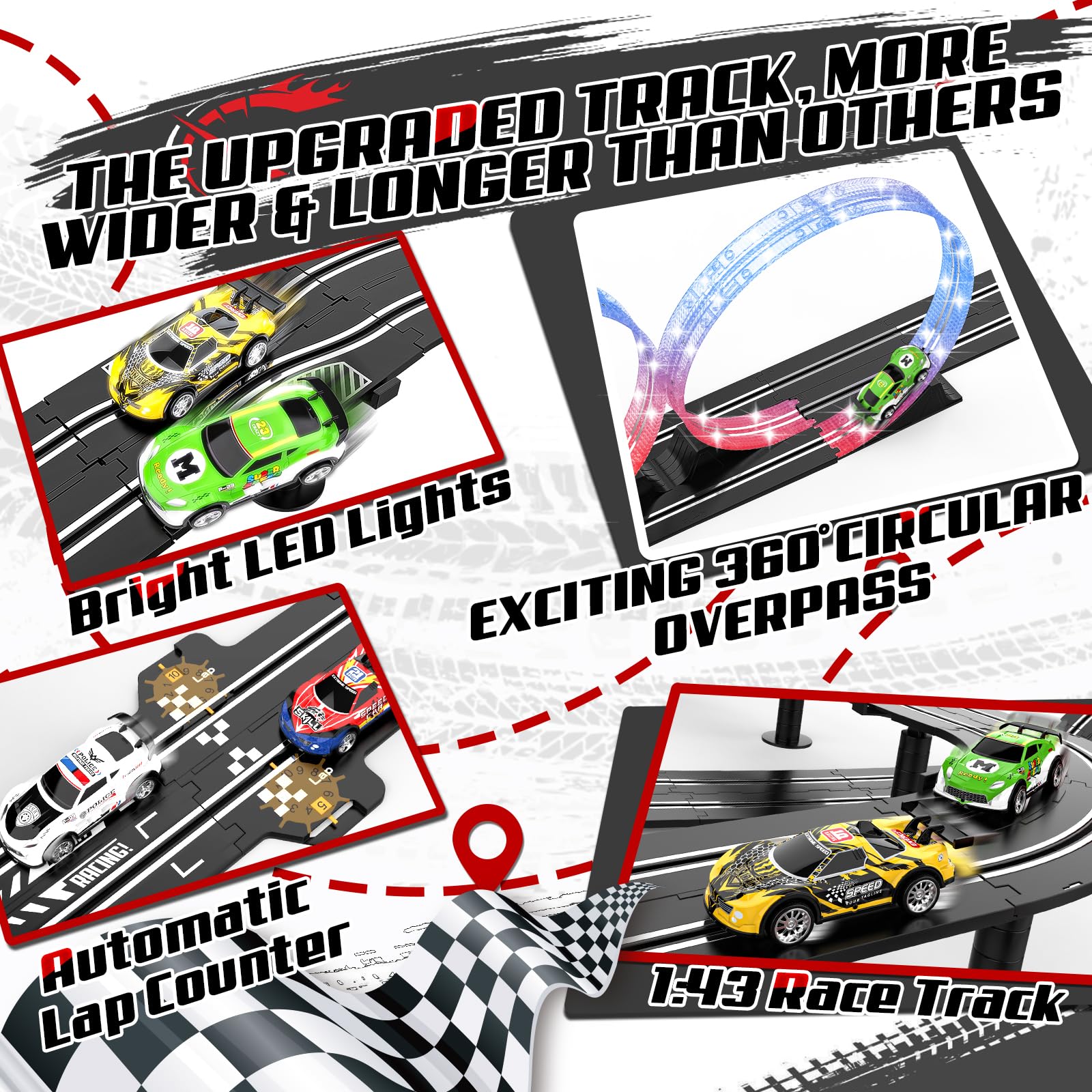 Fedonak 24.3 ft track sections enable long, intense racing battles