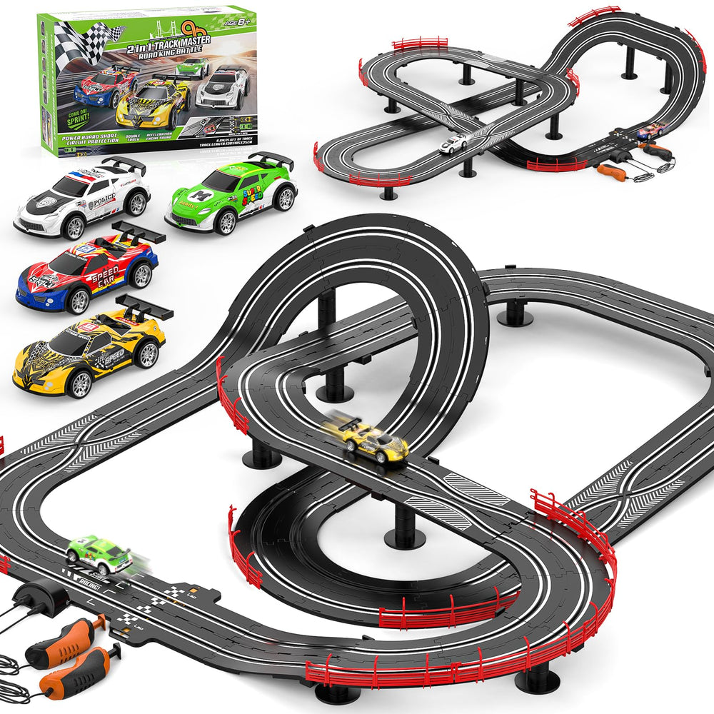 Fedonak 2in1 slot car track set, two-player layout for shared racing fun.