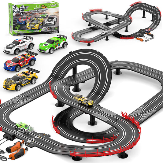 Fedonak 2in1 slot car track set, two-player layout for shared racing fun.