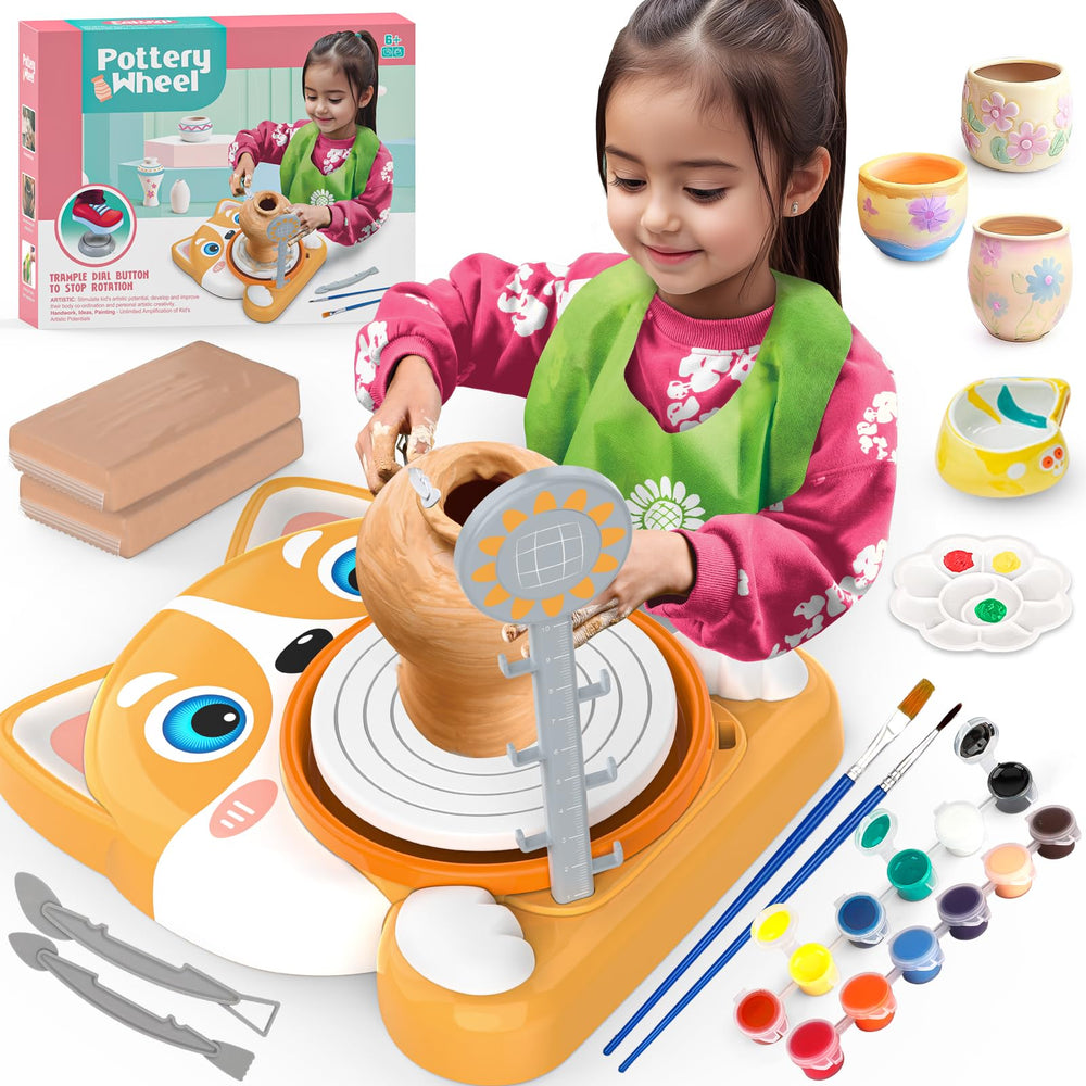 Fedonak Kids Pottery Wheel Kit starter-set shows beginner-friendly tools for at-home pottery