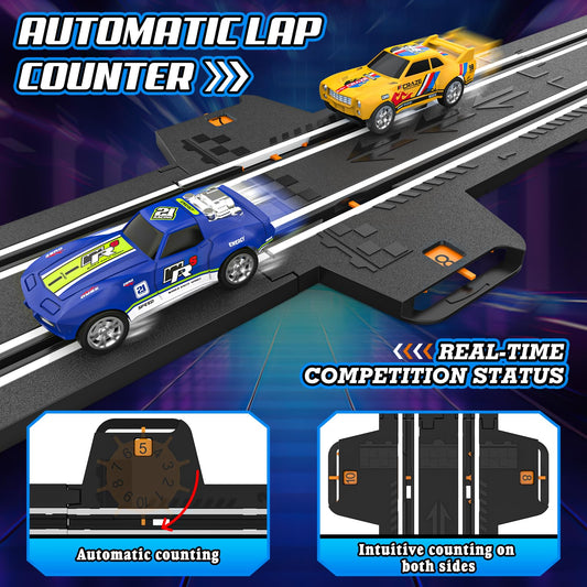 Fedonak dual-lane slot car track designed for two players