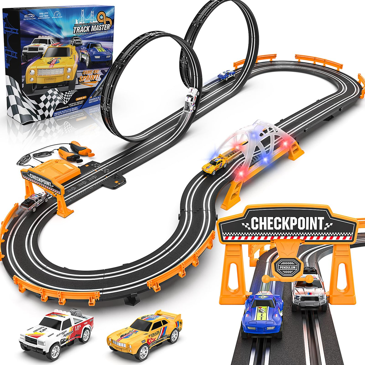 Fedonak slot car track straight section for uninterrupted high-speed play