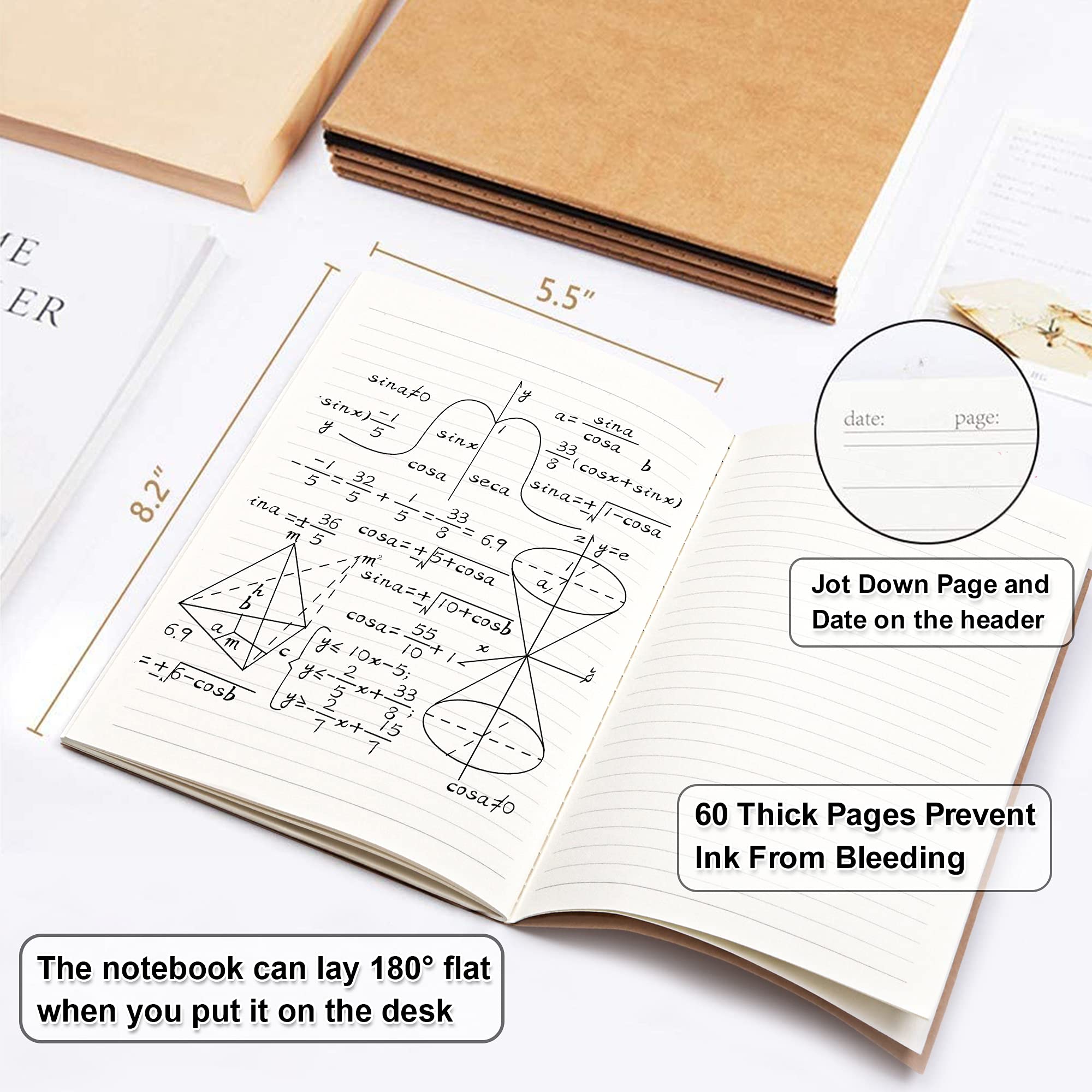 Feela A5 kraft notebooks soft cover close-up highlighting sturdy cover and durable binding