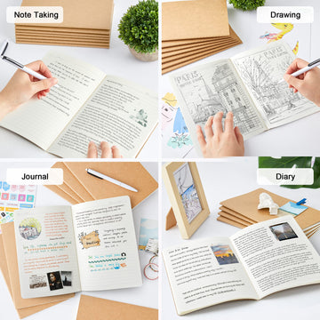 Feela kraft notebook in hand shows portable everyday writing for school or work.