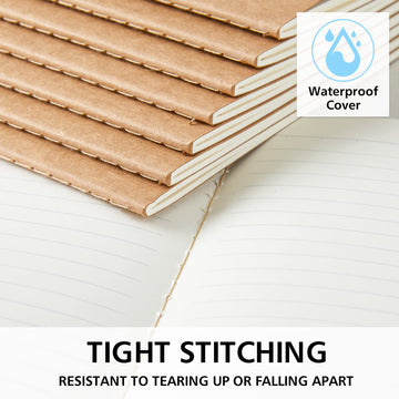 Feela kraft notebook open-flat design makes writing comfortable at a desk.