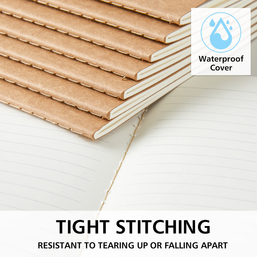 Feela kraft notebook open-flat design makes writing comfortable at a desk.