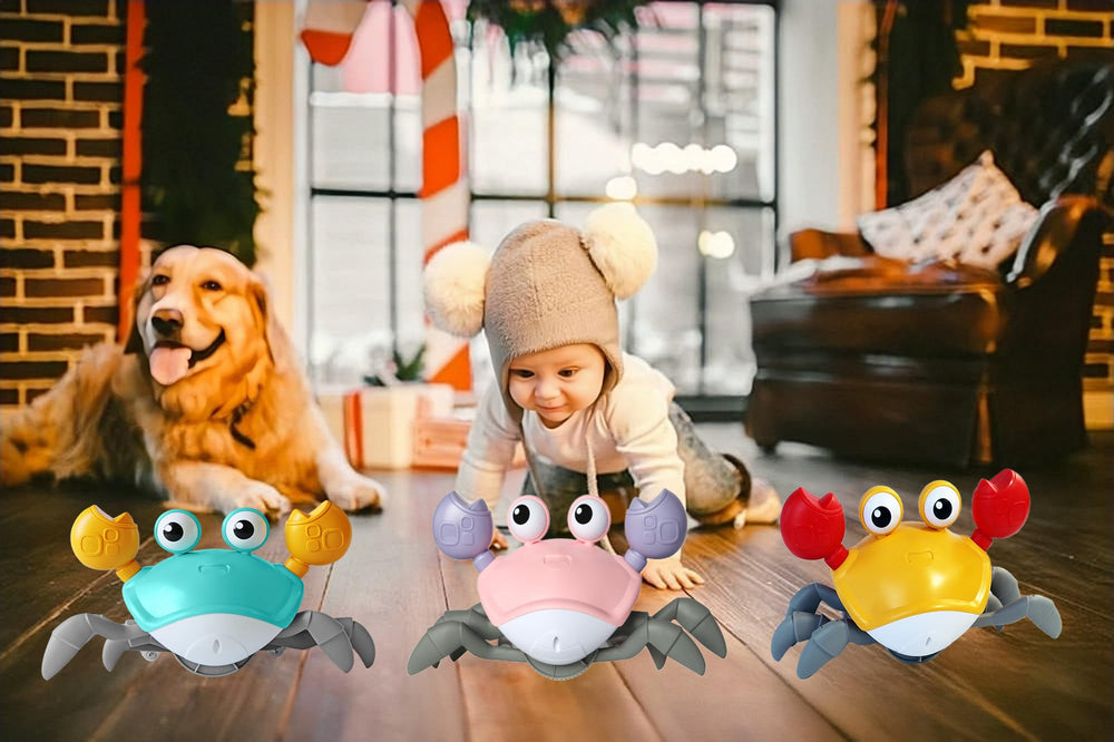 FEELGUY dancing crab toy with lights invites crawling exploration.