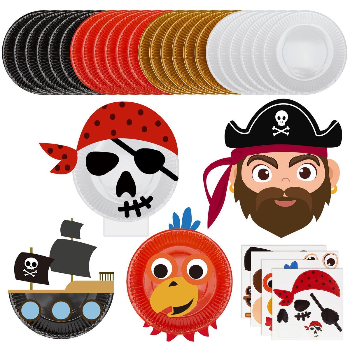 Fegat pirate paper plate kit pack for group crafts and parties