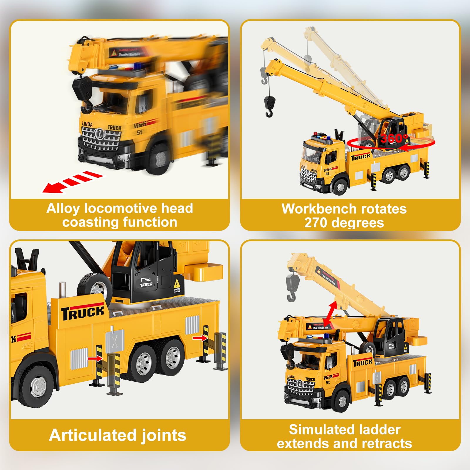 FEIDAMA mobile crane toy 5t capacity detail enables realistic weight scenarios