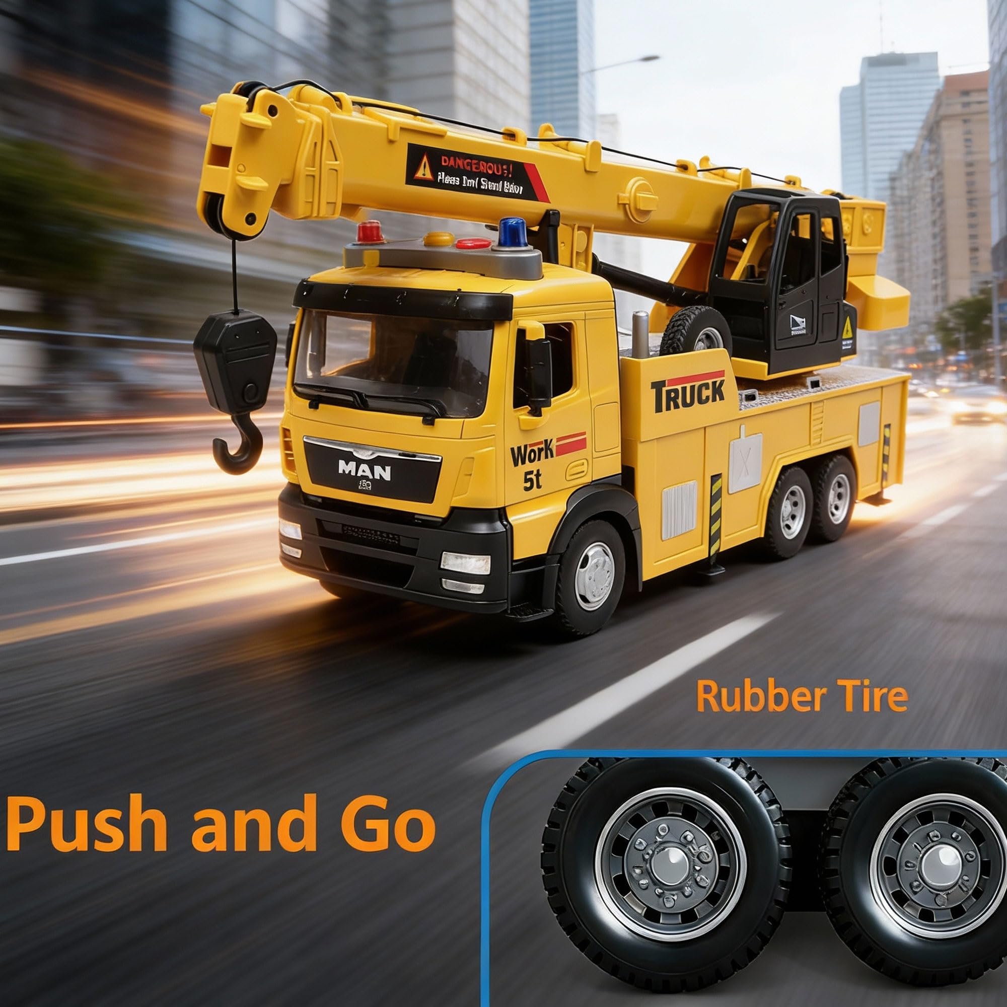 FEIDAMA mobile crane toy retractable legs boost stability during pretend lifts