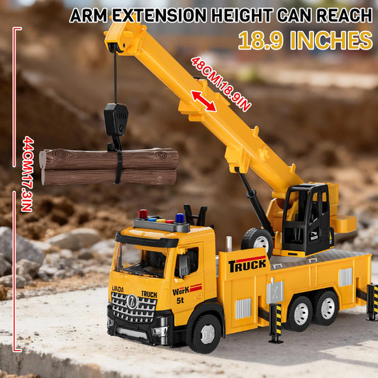 FEIDAMA mobile crane toy side view highlights movable joints for dynamic posing