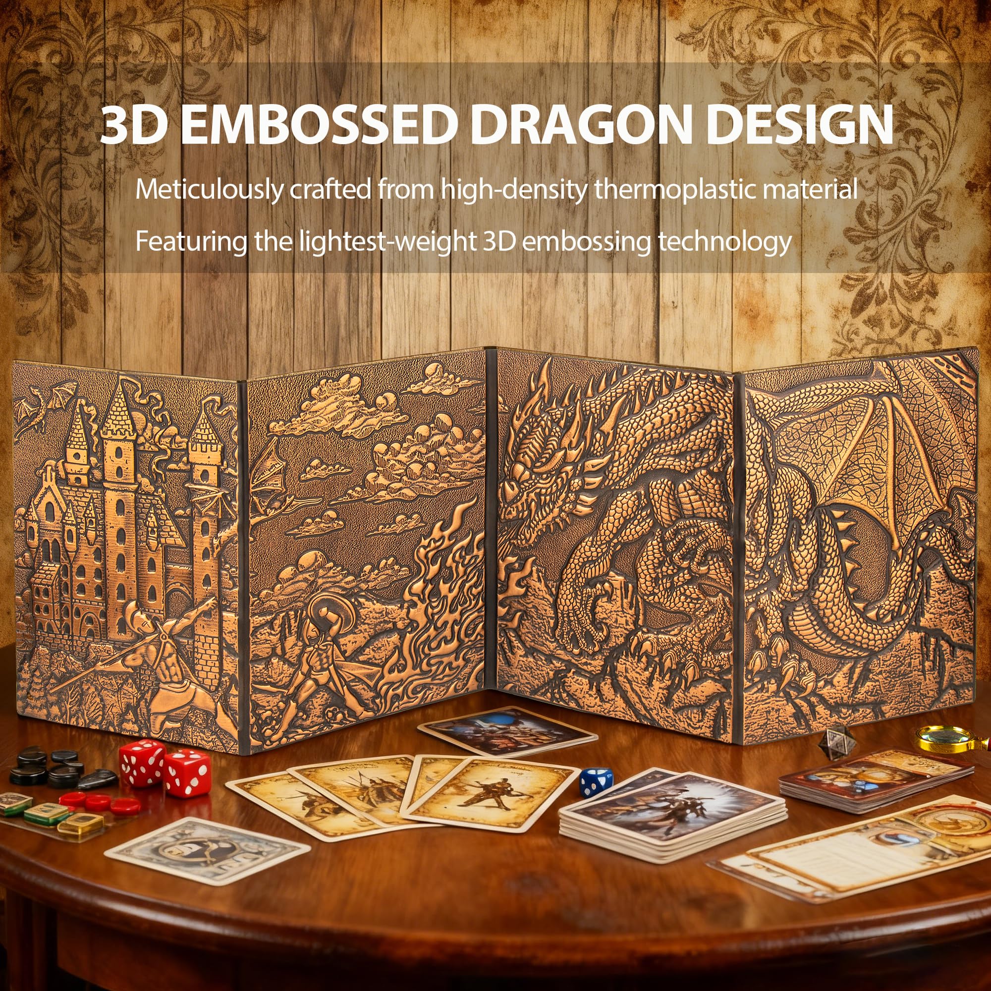 FEIDIAO DND DM Screen transparent pockets allow writable updates.