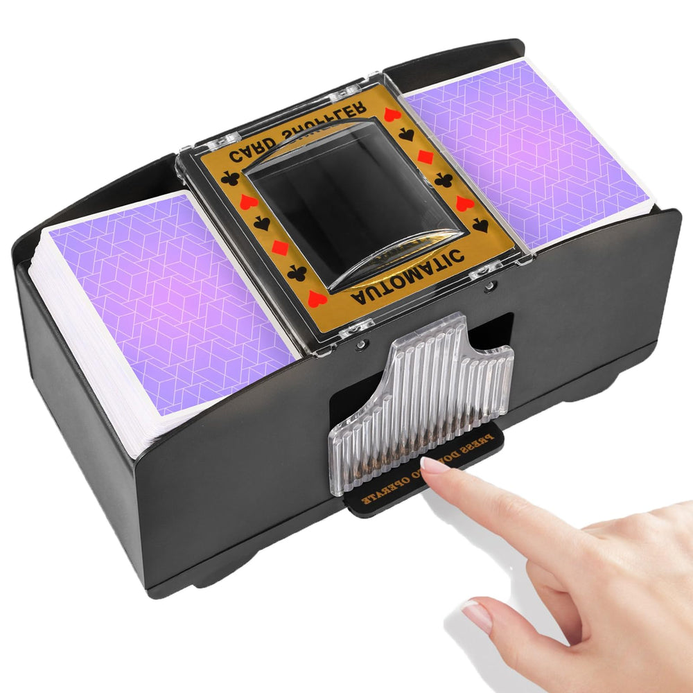 FEIERYA automatic card shuffler ready to shuffle two decks for faster game setup