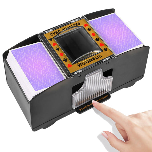 FEIERYA automatic card shuffler ready to shuffle two decks for faster game setup