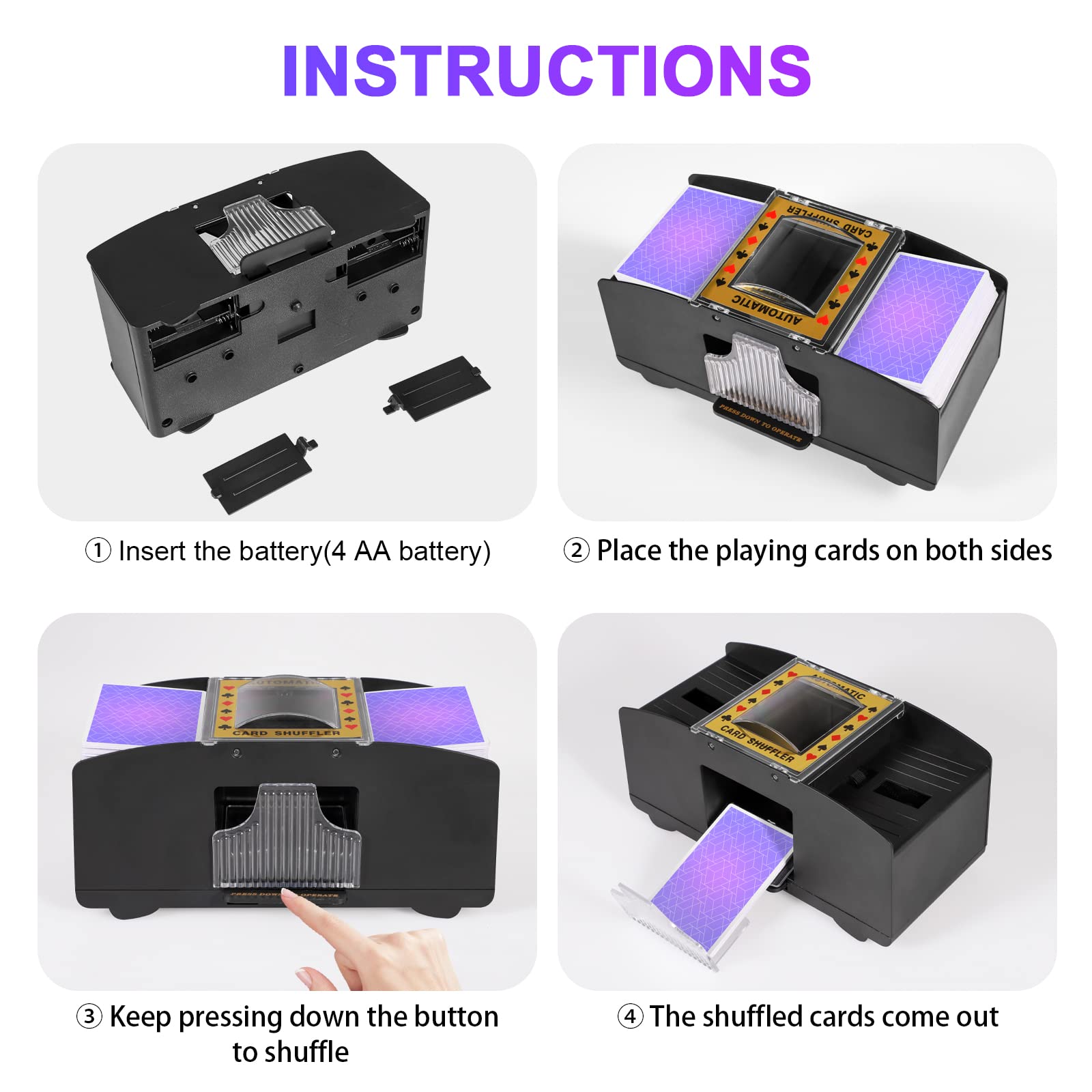 Battery compartment showing four AA cells powering cordless operation