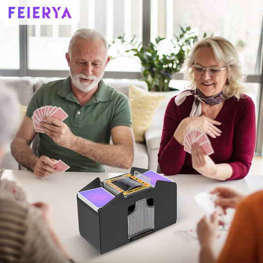 FEIERYA shuffler control panel shows simple one-button operation.