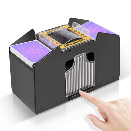 FEIERYA shuffler front view speeds up four-deck game setup.