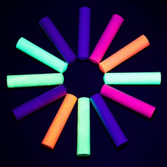 Feifeiya glow chalk neon colors on sidewalk under UV light for outdoor art