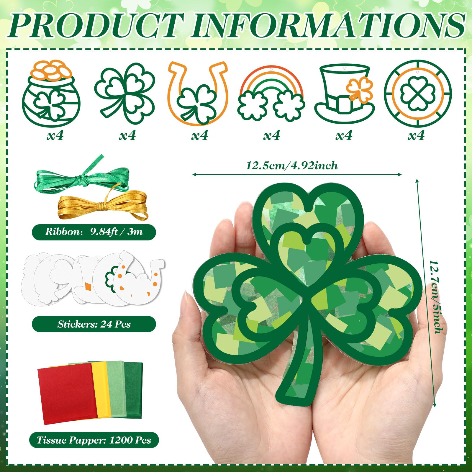 Feifeiya green ribbon for easy hanging on windows or walls