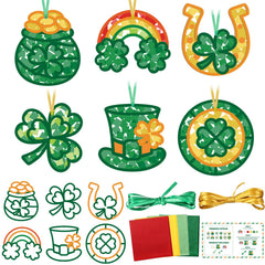 Feifeiya St Patrick's Day suncatcher cutouts catching sunlight for bright window decor