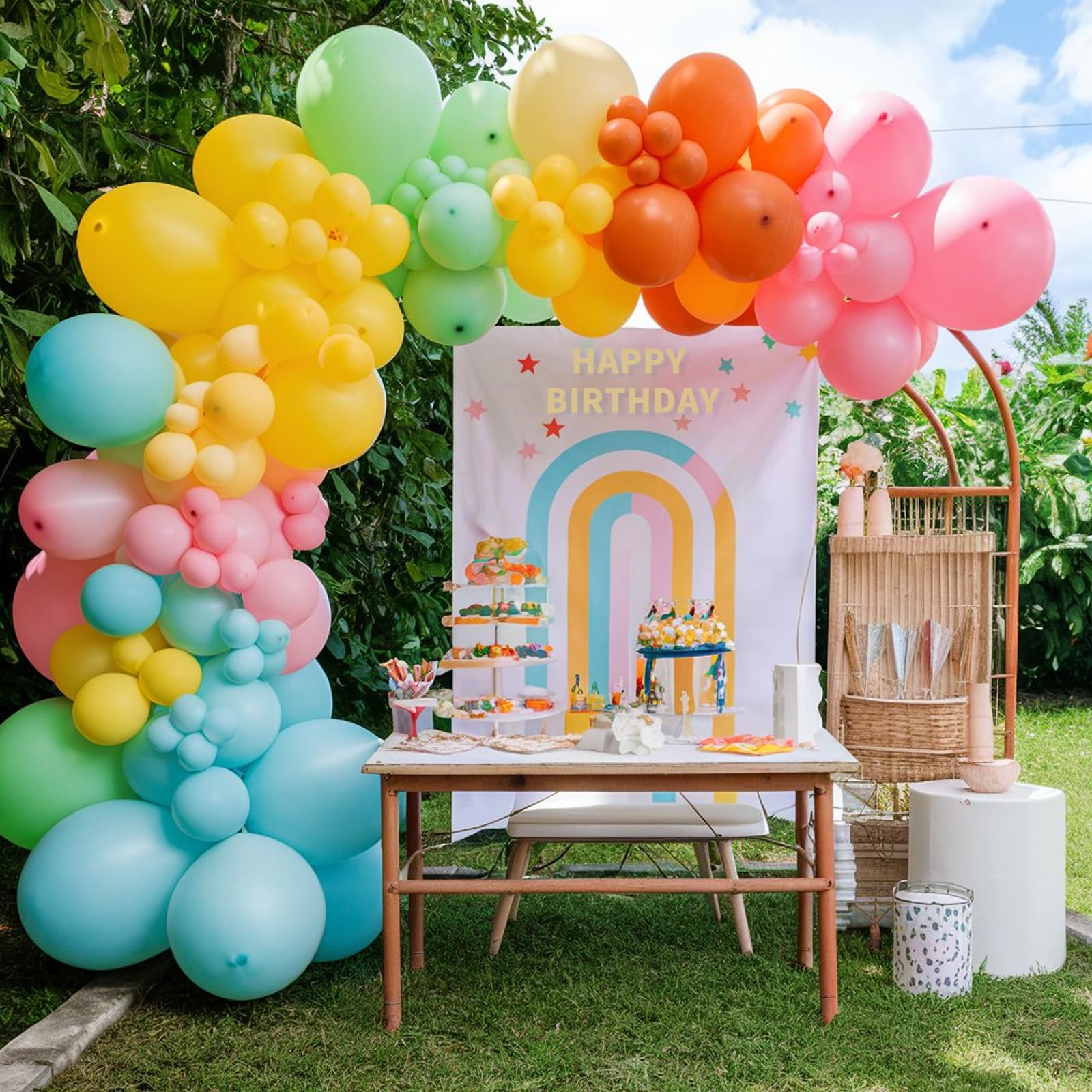 FEYG Baby shower balloon garland: bright hues create joyful, decorative arrangements