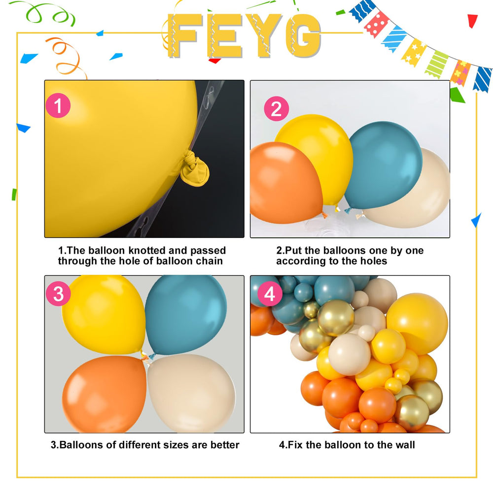FEYG balloon arch centerpiece in boho colors for baby showers and birthdays