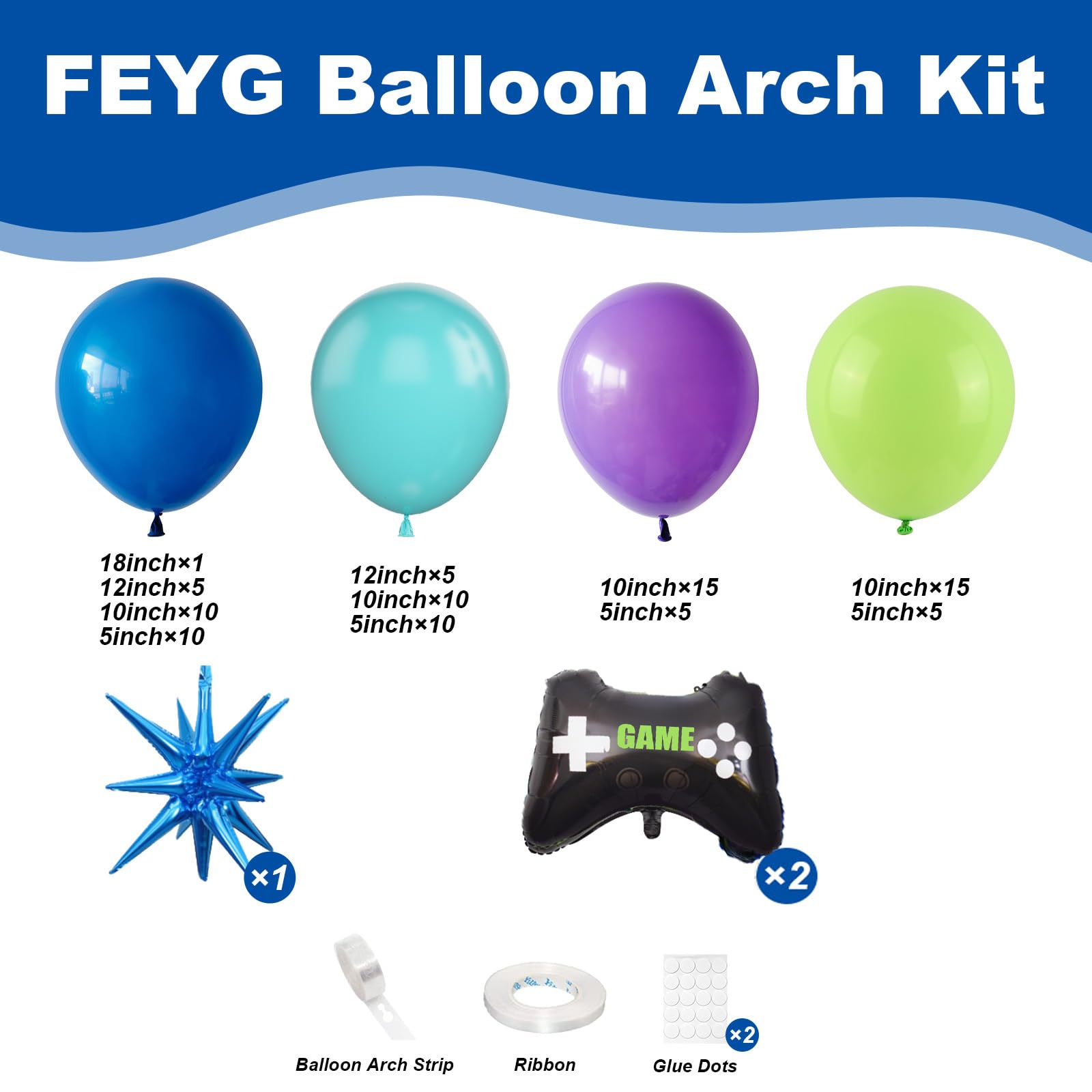 FEYG 4D blue star game handle foil balloons add playful accents to a video game party.