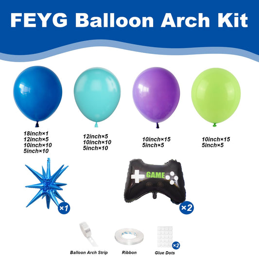 FEYG 4D blue star game handle foil balloons add playful accents to a video game party.