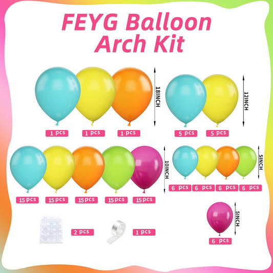 FEYG Rainbow latex balloons: bright, durable colors ideal for creative garlands