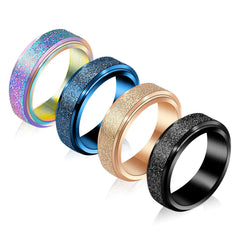 Fekang Anxiety Rings 4pc set closeup with colorful spinners for discreet focus