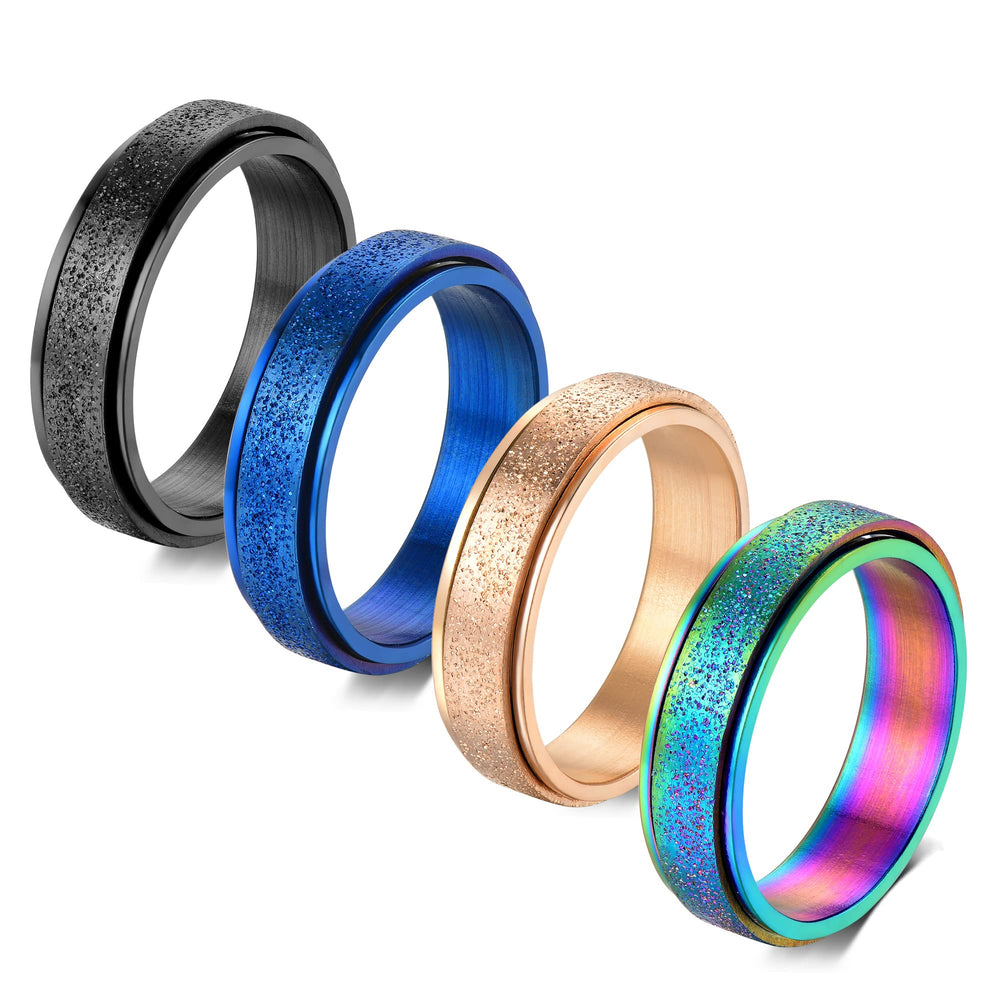 Fekang Anxiety Rings 4pc set showcases color variety for outfits