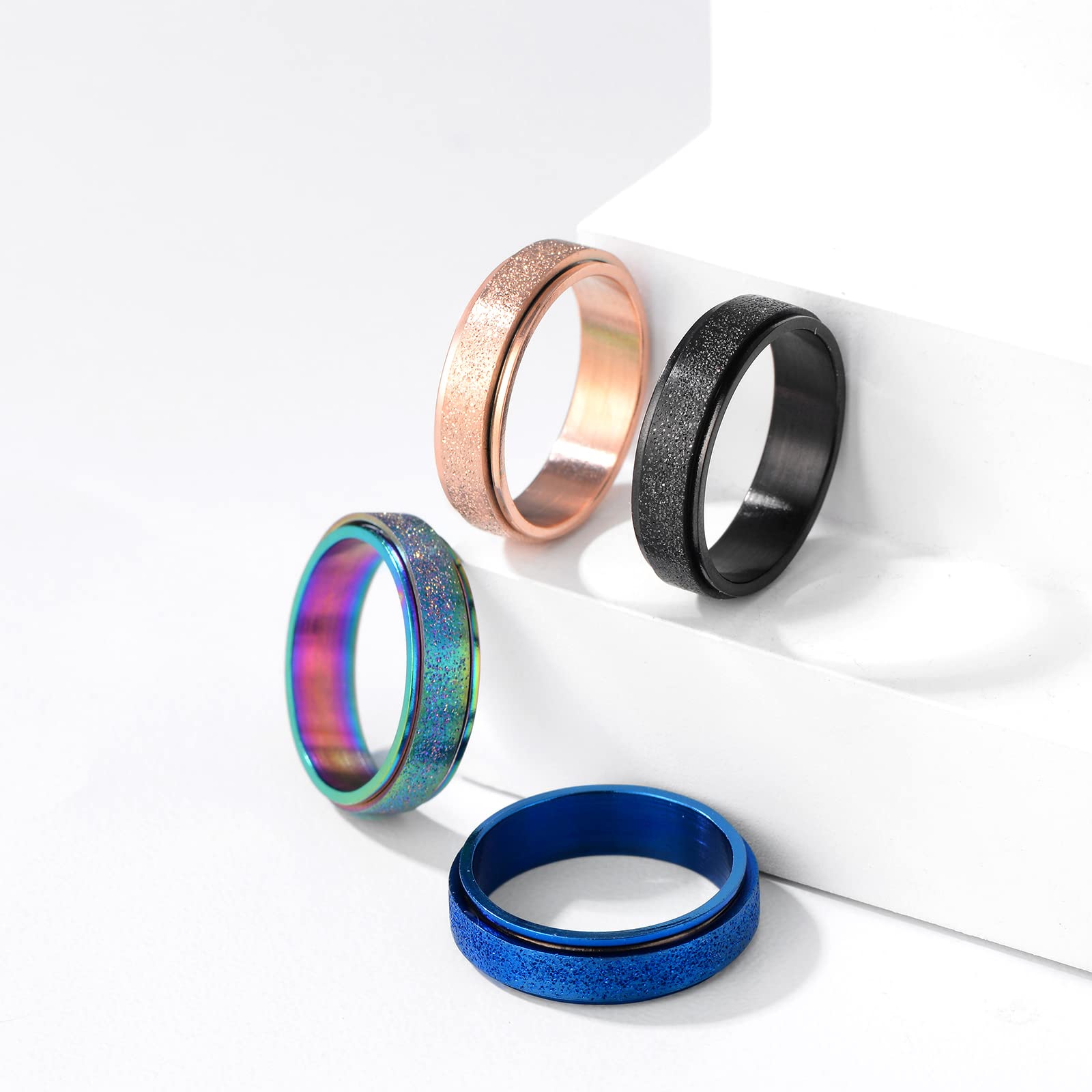 Fekang Anxiety Rings 4pc set on finger for comfortable daily wear