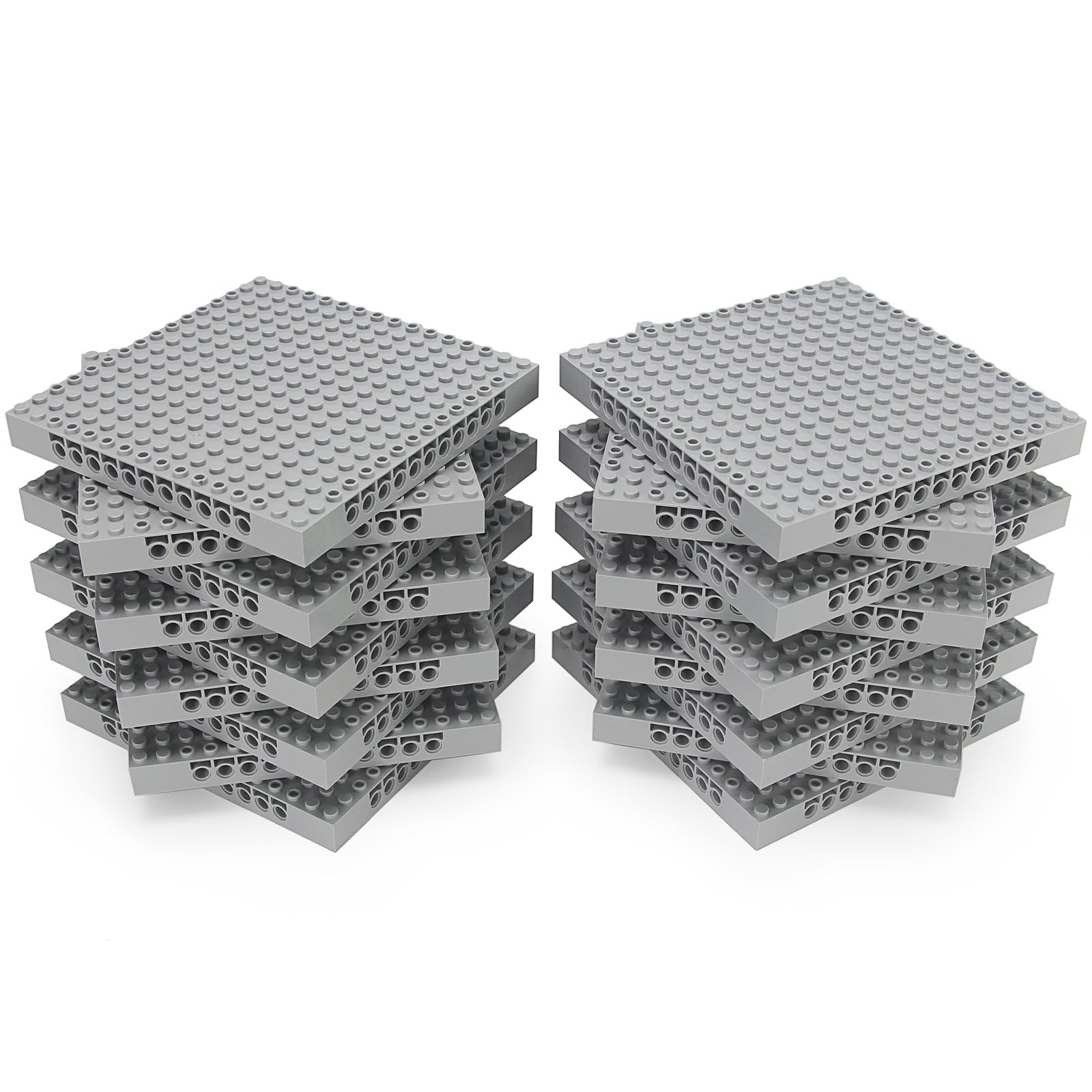Feleph base brick 16x16 light bluish gray plate with holes and pins for versatile builds.