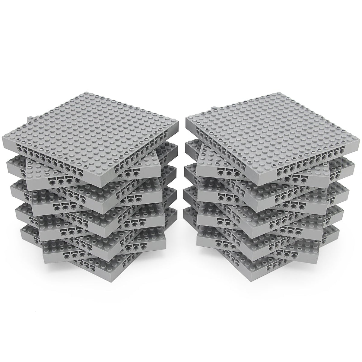 Feleph base brick 16x16 light bluish gray plate with holes and pins for versatile builds.