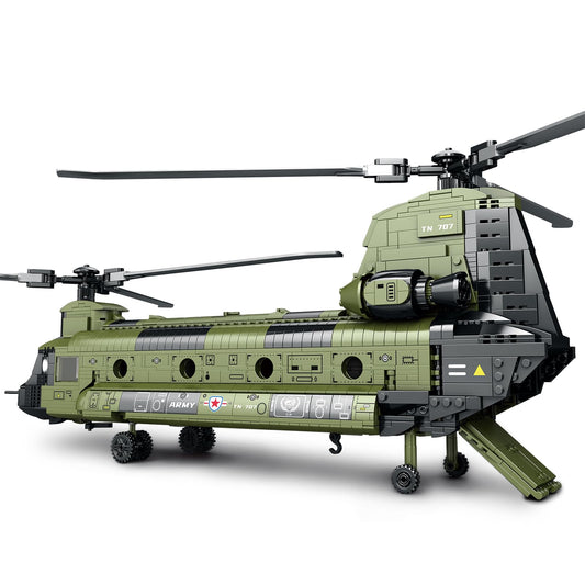 Feleph CH-47 Chinook model kit assembly showing 1451 pieces for display