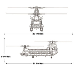 Feleph CH-47 Chinook model kit shows detailed cockpit interior
