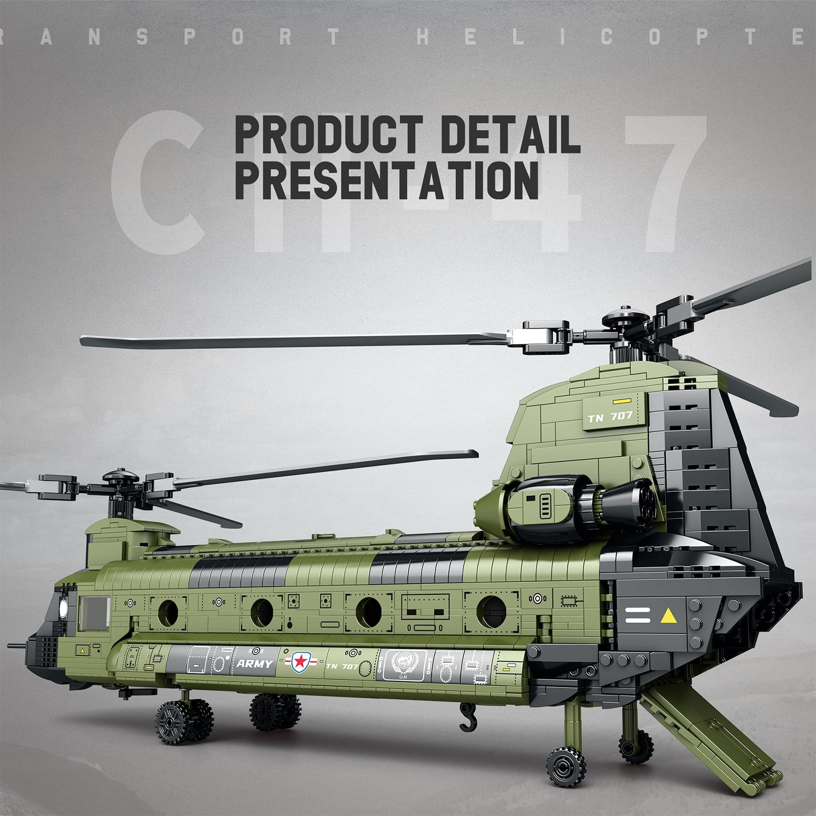 Feleph CH-47 Chinook model kit display area ideal for collectors and shelves