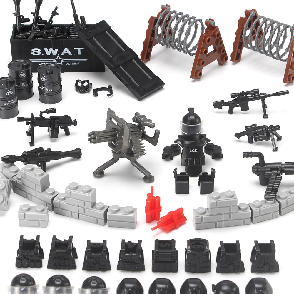 FELEPH SWAT figures and gear enabling multiple figure configurations in scenes