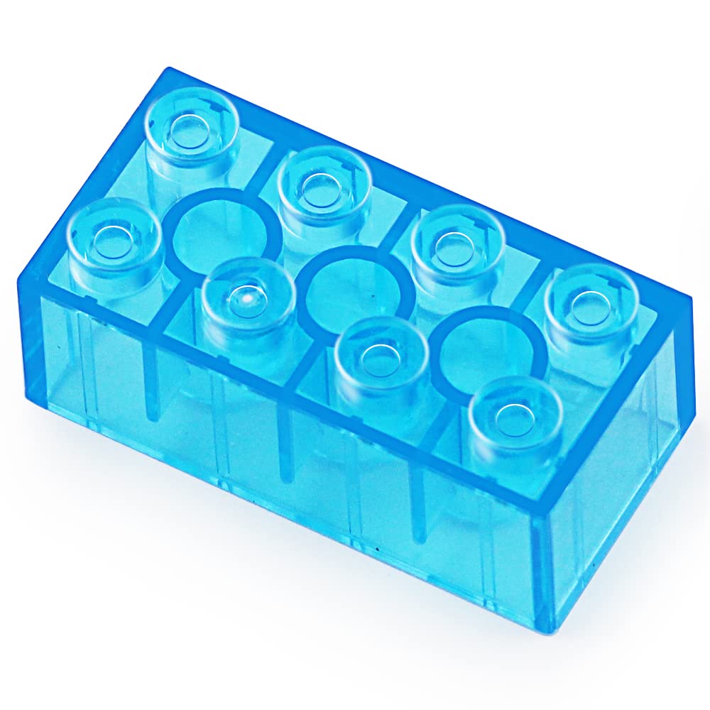 Feleph transparent medium blue 2x4 bricks box for organized creative building.