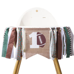 FELIX football 1st birthday banner high chair, ideal for cake smash photos.