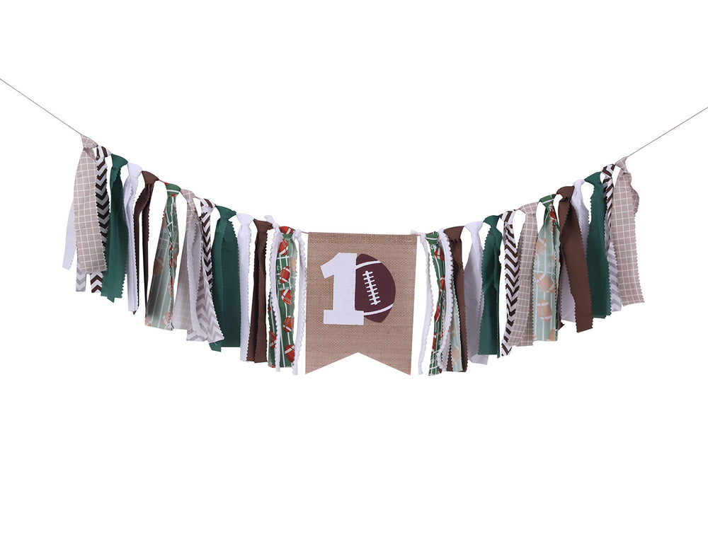 FELIX football outfit high chair banner, stylish 1st birthday accent.