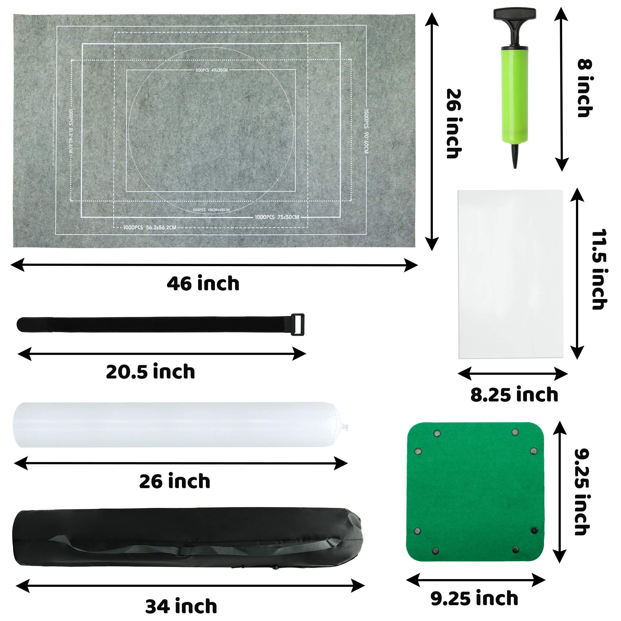 FELIZROCA puzzle mat roll up hand pump shown for effortless inflation.