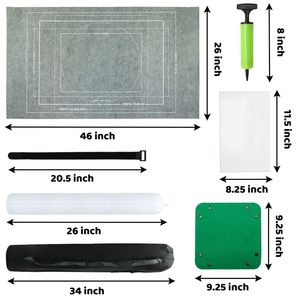 FELIZROCA puzzle mat roll up hand pump shown for effortless inflation.