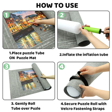 FELIZROCA puzzle mat roll up inflatable tube supports puzzle stability.